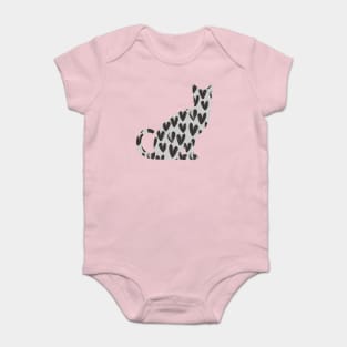 Black Heart Cat | gifts for cat lovers Baby Bodysuit